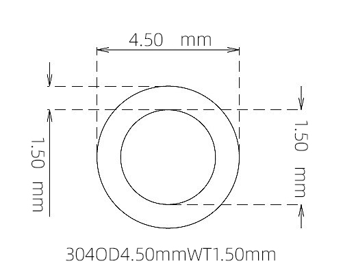 304 Stainless Steel Capillary Tube OD 4.50mm ID 1.50mm WT 1.50mm