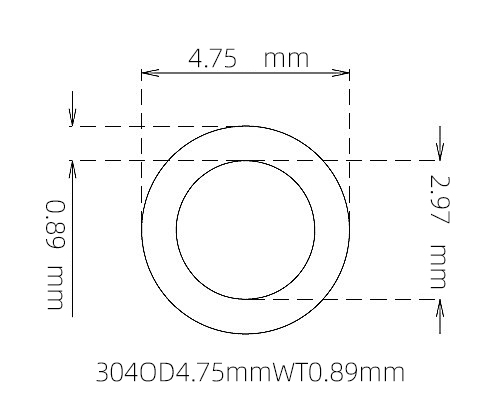 304 Stainless Steel Capillary Tube OD 4.75mm ID 2.97mm WT 0.89mm