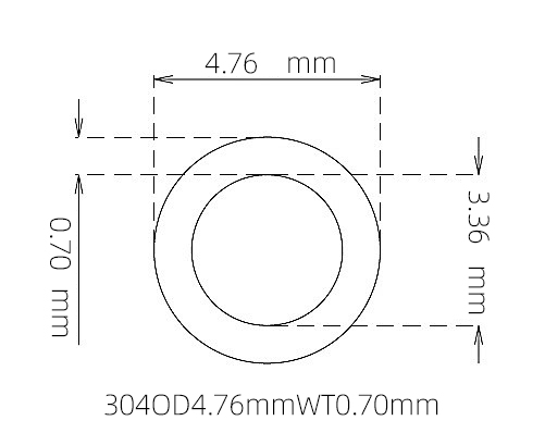 304 Thin Wall Stainless Steel Tube OD 4.76mm ID 3.36mm WT 0.70mm