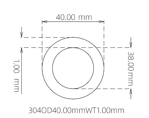 304 Seamless Stainless Steel Capillary Tube OD 40.00mm ID 38.00mm WT 1.00mm