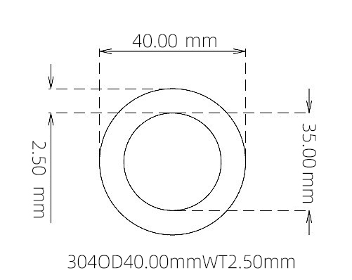 304 Seamless Stainless Steel Capillary Tube OD 40.00mm ID 35.00mm WT 2.50mm