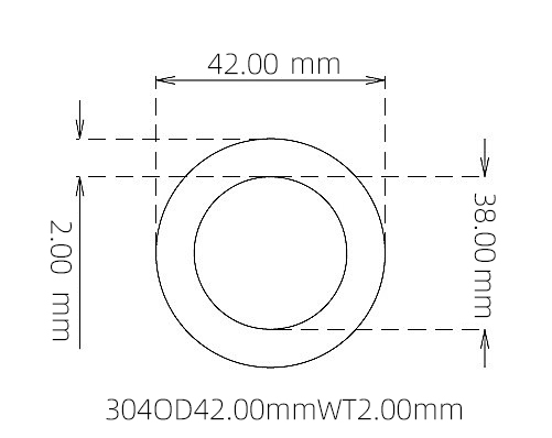 304 Seamless Stainless Steel Capillary Tube OD 42.00mm ID 38.00mm WT 2.00mm