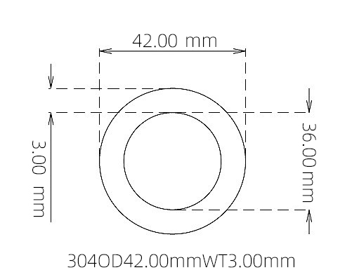 304 Seamless Stainless Steel Capillary Tube OD 42.00mm ID 36.00mm WT 3.00mm