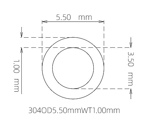 304 Stainless Steel Capillary Tube OD 5.50mm ID 3.50mm WT 1.00mm