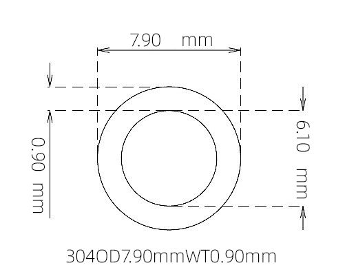 304 Thin Wall Stainless Steel Tube OD 7.90mm ID 6.10mm WT 0.90mm