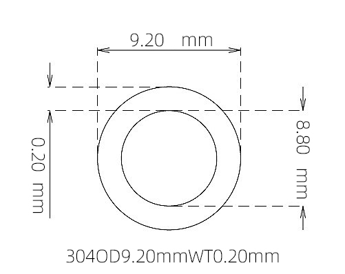 304 Thin Wall Stainless Steel Tube OD 9.20mm ID 8.80mm WT 0.20mm