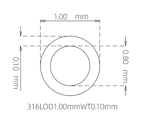 316L Micro Stainless Steel Tube OD 1.00mm ID 0.80mm WT 0.10mm