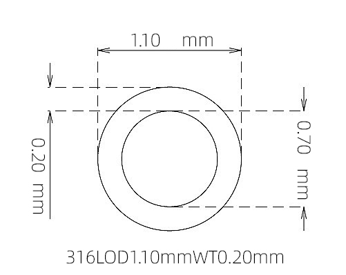316L Micro Stainless Steel Tube OD 1.10mm ID 0.70mm WT 0.20mm