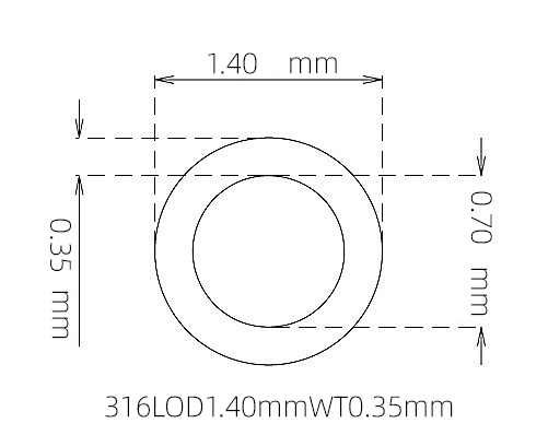 316L Micro Stainless Steel Tube OD 1.40mm ID 0.70mm WT 0.35mm