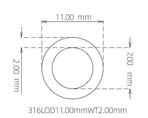 316L Stainless Steel Capillary Tube OD 11.00mm ID 7.00mm WT 2.00mm