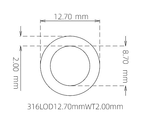 316L Stainless Steel Capillary Tube OD 12.70mm ID 8.70mm WT 2.00mm