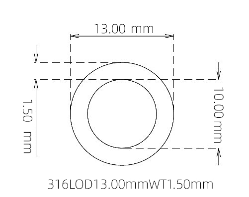 316L Thin Wall Stainless Steel Tube OD 13.00mm ID 10.00mm WT 1.50mm