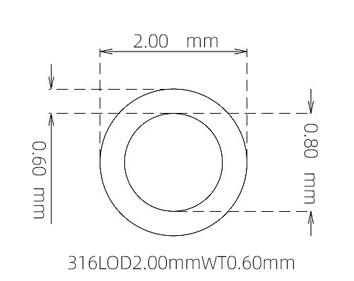 316L Micro Stainless Steel Tube OD 2.00mm ID 0.80mm WT 0.60mm