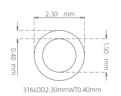 316L Stainless Steel Capillary Tube OD 2.30mm ID 1.50mm WT 0.40mm