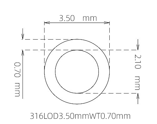 316L Stainless Steel Capillary Tube OD 3.50mm ID 2.10mm WT 0.70mm