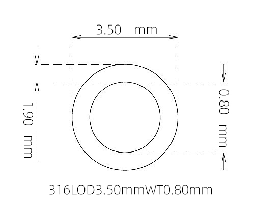 316L Stainless Steel Capillary Tube OD 3.50mm ID 1.90mm WT 0.80mm