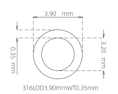 316L Thin Wall Stainless Steel Tube OD 3.90mm ID 3.20mm WT 0.35mm