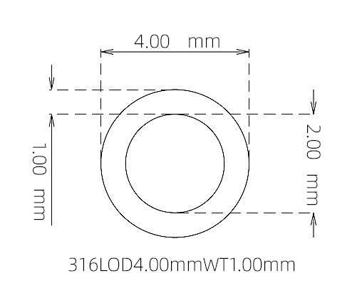 316L Stainless Steel Capillary Tube OD 4.00mm ID 2.00mm WT 1.00mm
