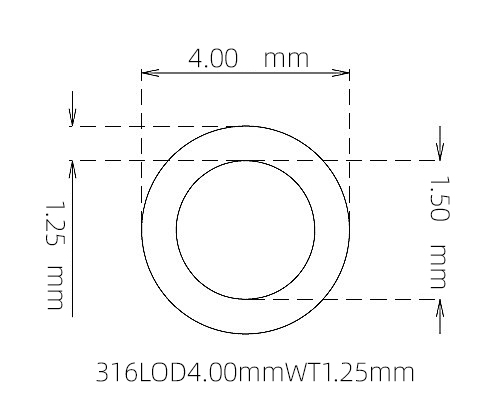 316L Stainless Steel Capillary Tube OD 4.00mm ID 1.50mm WT 1.25mm