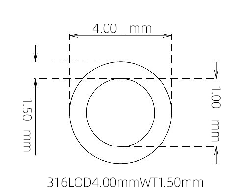 316L Stainless Steel Capillary Tube OD 4.00mm ID 1.00mm WT 1.50mm