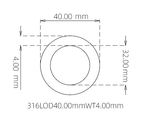 316L Thin Wall Stainless Steel Tube OD 40.00mm ID 32.00mm WT 4.00mm