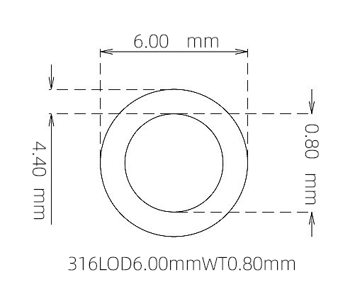 316L Thin Wall Stainless Steel Tube OD 6.00mm ID 4.40mm WT 0.80mm