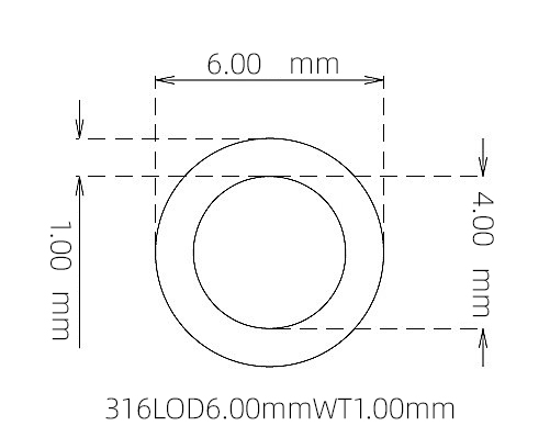 316L Stainless Steel Capillary Tube OD 6.00mm ID 4.00mm WT 1.00mm