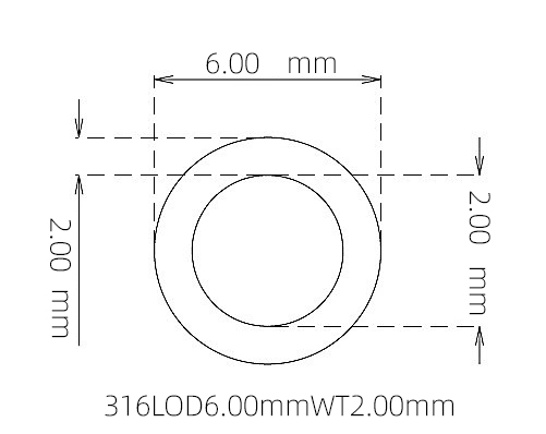316L Stainless Steel Capillary Tube OD 6.00mm ID 2.00mm WT 2.00mm
