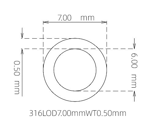 316L Thin Wall Stainless Steel Tube OD 7.00mm ID 6.00mm WT 0.50mm